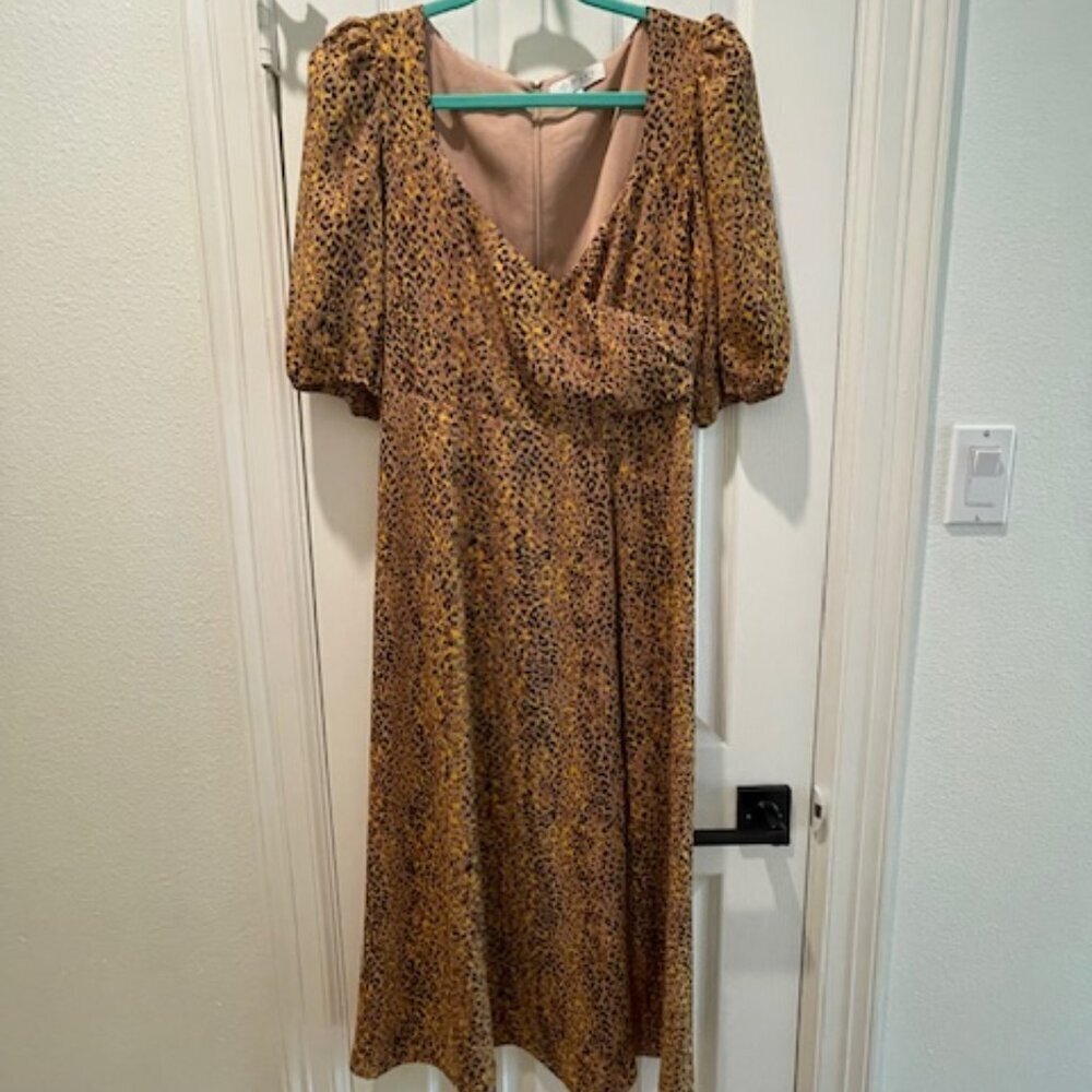 Wayf Faux Wrap Leopard Print Dress Size Small - Picture 2 of 7